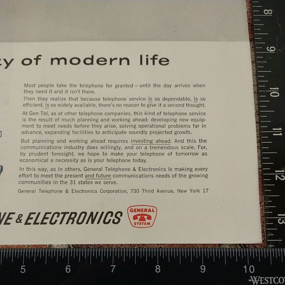 General Telephone Necessity Modern Life Pink Rotary Phone Vtg‎ 1961 PRINT AD - Picture 7 of 10